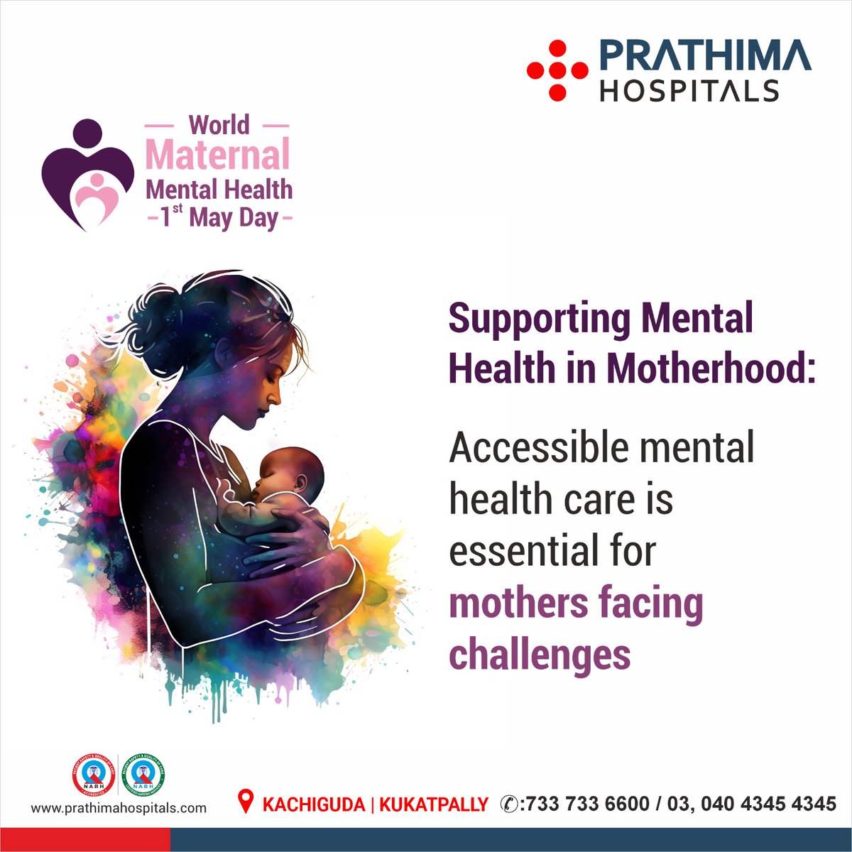 𝐖𝐨𝐫𝐥𝐝 𝐌𝐚𝐭𝐞𝐫𝐧𝐚𝐥 𝐌𝐞𝐧𝐭𝐚𝐥 𝐇𝐞𝐚𝐥𝐭𝐡 𝐃𝐚𝐲!

Supporting Mental Health in Motherhood:
Accessible mental health care is essential for mothers facing challenges

#MaternalMentalHealth #WorldMaternalMentalHealth #PerinatalMentalHealth  #prathimahospitals  #PH