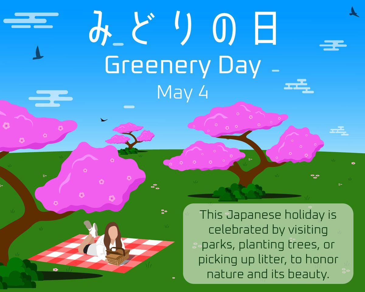 Let's celebrate #GoldenWeek! Golden Week is a series of four holidays observed at the end of April and beginning of May in #Japan. Today the Japanese celebrate #GreeneryDay. A day created as a way to honor Emperor Shōwa's love of nature. Celebrate Greenery Day by exploring!