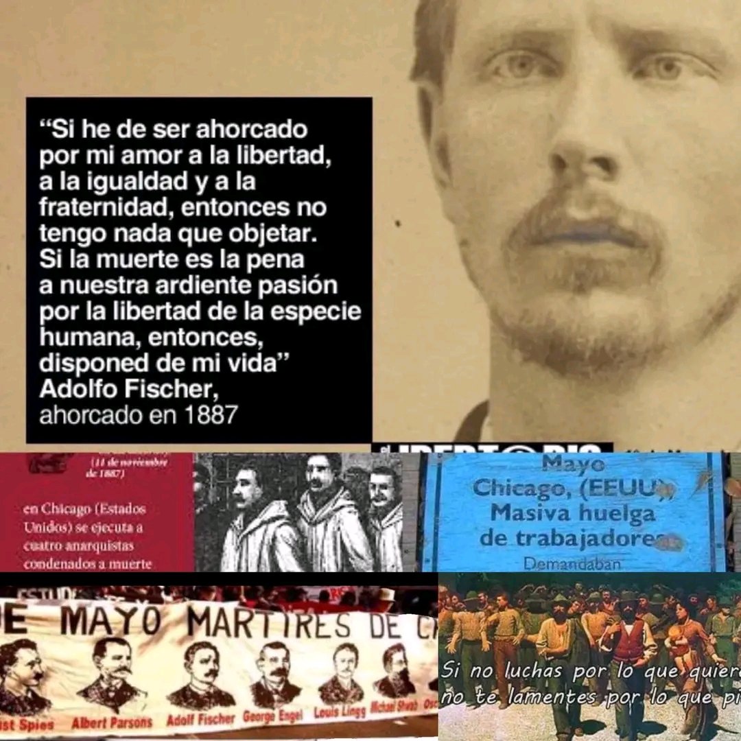 'Si tengo que ser ahorcado por mi amor a la LIBERTAD, la IGUALDAD y la FRATERNIDAD entonces no tengo nada que objetar” ✔️Adolfo Fischer, poco antes de ser ahorcado NO AL OLVIDO #1Mayo2024 Siempre nuestro homenaje a #LosMártiresDeChicago #1Mayo2024 #Cultura #Memoria