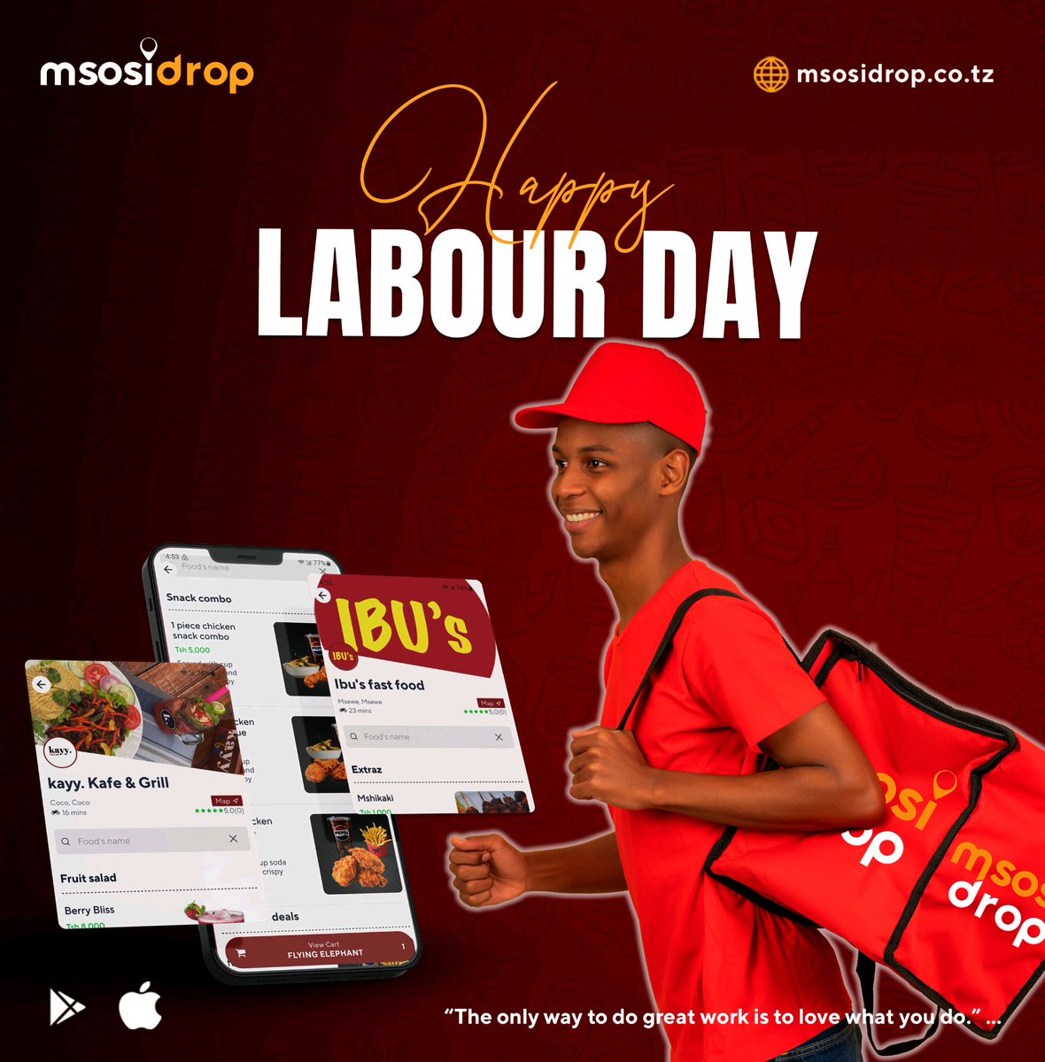 Happy Workers' Day to all hardworking individuals out there! Take a break from the grind and order your favorite meal with the msosidrop app 📱. 
Let us handle the cooking while you enjoy some well-deserved downtime! 🍔🛋️ #WorkersDay #msosidrop #RelaxAndRecharge #msosidropper