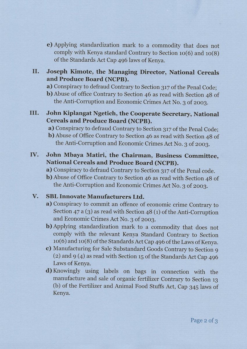 There is no way ODPP is charging NCPB Managing Director, Cooperate secretary & Business committee chairman then leave out the real Fish CS Agriculture. This only means two things, either the arrested are sacrifice Lambs or Mithika Linturi's case is planned & done !