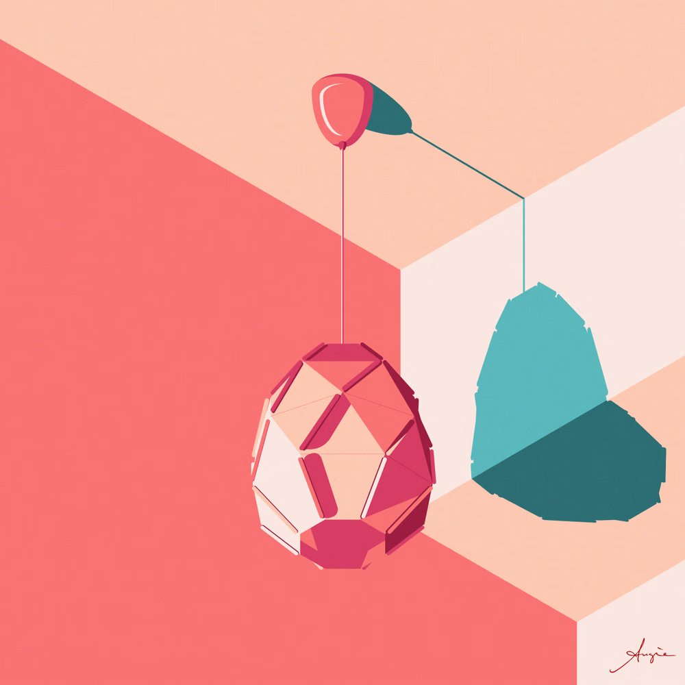 Sunny & fresh gm y'all ☕️🌸
Happy month of May 🌞💖

In the pic:
'Lamp Shade' 🛋️
A minimalist 1/1 #vector artwork on @SuperRare,
Open to offers 👇🏻🔗