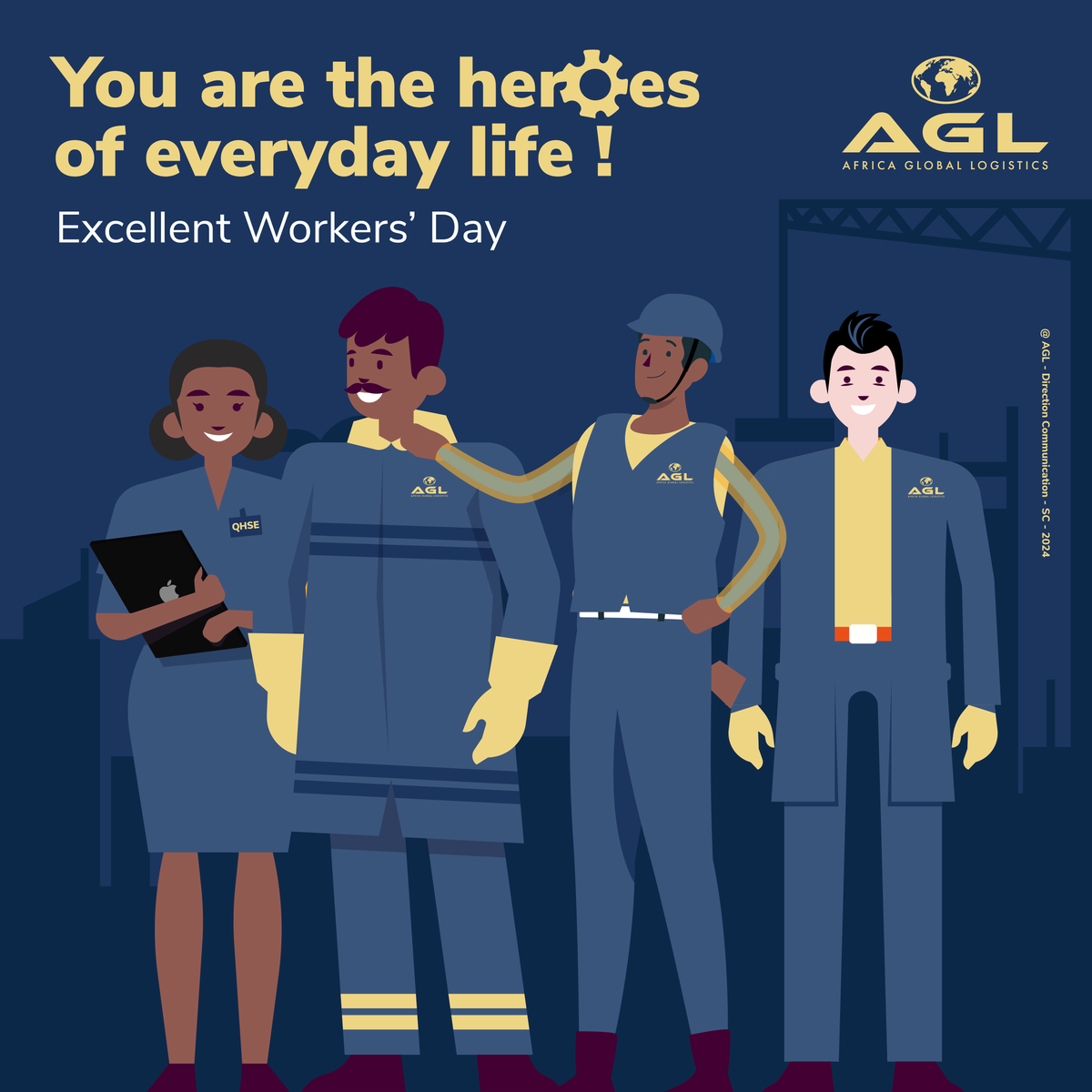 👷🏾‍♀️👷🏾Happy International Workers’ Day! Today, we celebrate the dedication and hard work of our AGL heroes across ports, shipping, logistics, and rail divisions. 🌍🚢🚛🚆 #InternationalWorkersDay #AGL #EmpoweringProgress #ConnectingAfrica #AfricaTransformation