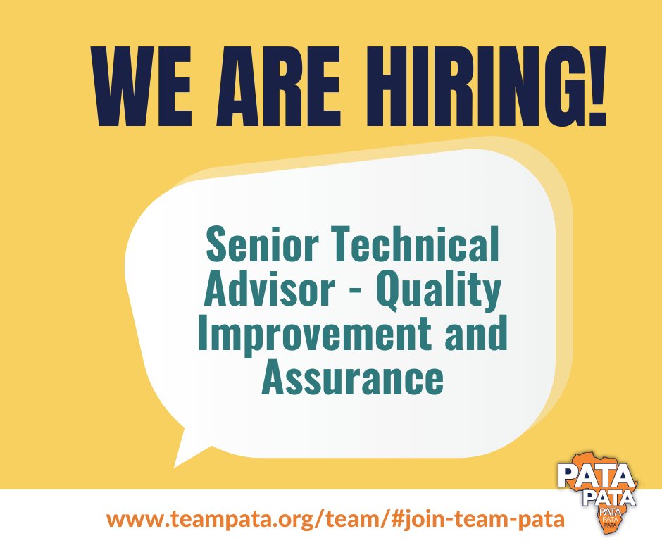 📢 #Vacancy! #TeamPATA is seeking a Senior Technical Advisor to join the team and drive quality improvement and assurance across PATA Programmes. Apply before the 5th of May 2024! 👉 teampata.org/senior-technic… #Hiring #Jobs