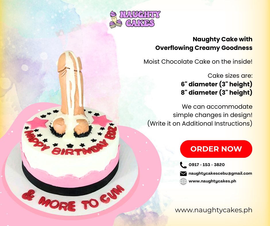 Feeling a little naughty today? This cake is overflowing with creamy goodness and a moist chocolate surprise inside. You've been warned! 🌐naughtycakes.ph

#NaughtyCakesCebu #AdultThemedCakes #NaughtyButNice #CebuCakes