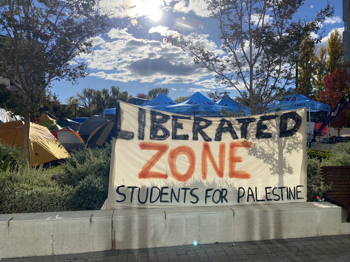 Solidarity with @ourANU students at the Gaza encampment. See their site here for manifesto and how you can help: linktr.ee/anugazasolidar…