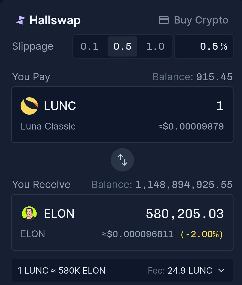 Once upon a time, 1 LUNC = 10M $ELON
Wen you decide to join $ELON?
at 250k,50k,1k or 1 lunc?😝
Trade here 👉 coinhall.org/terraclassic/t…
DYOR.
#ElonArmy #lunc #Memes #elonmusk #LUNCcommunity #MemeTokens