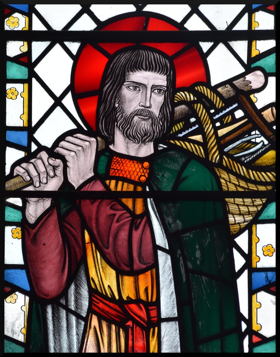 Today is May Day, the 1st of May, International Workers Day and the feast of St Joseph the Worker. Here he is in glass of 1955 by Joseph Nuttgens at Balsham, Cambridgeshire.