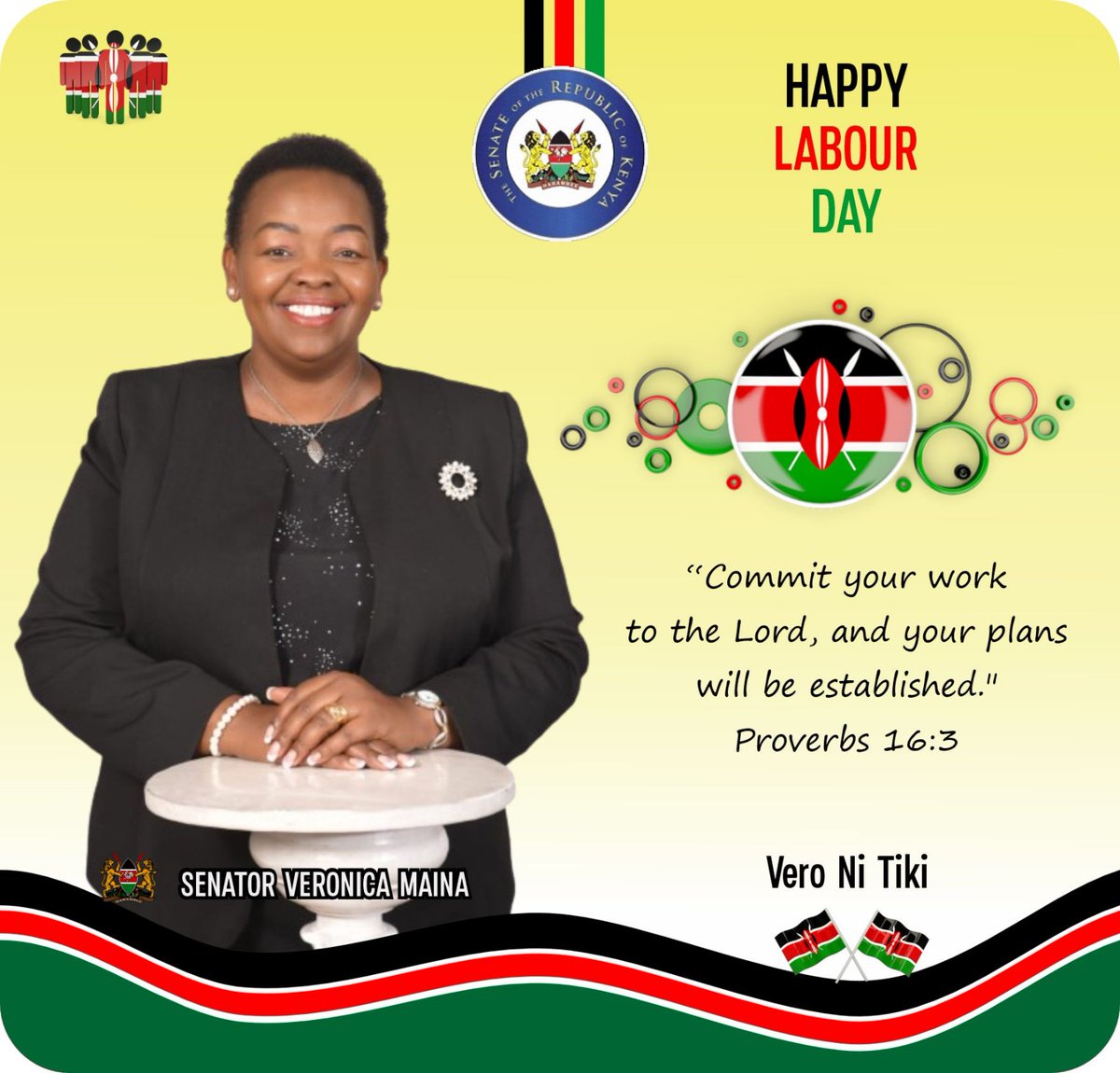 Warm wishes to all Kenyans on this Labour Day, recognizing and honoring the dedication, hard work, and contributions of workers across the nation. 'Commit your work to the Lord, and your plans will be established.' - Proverbs 16:3 Happy labour day Vero Ni Tiki ✅