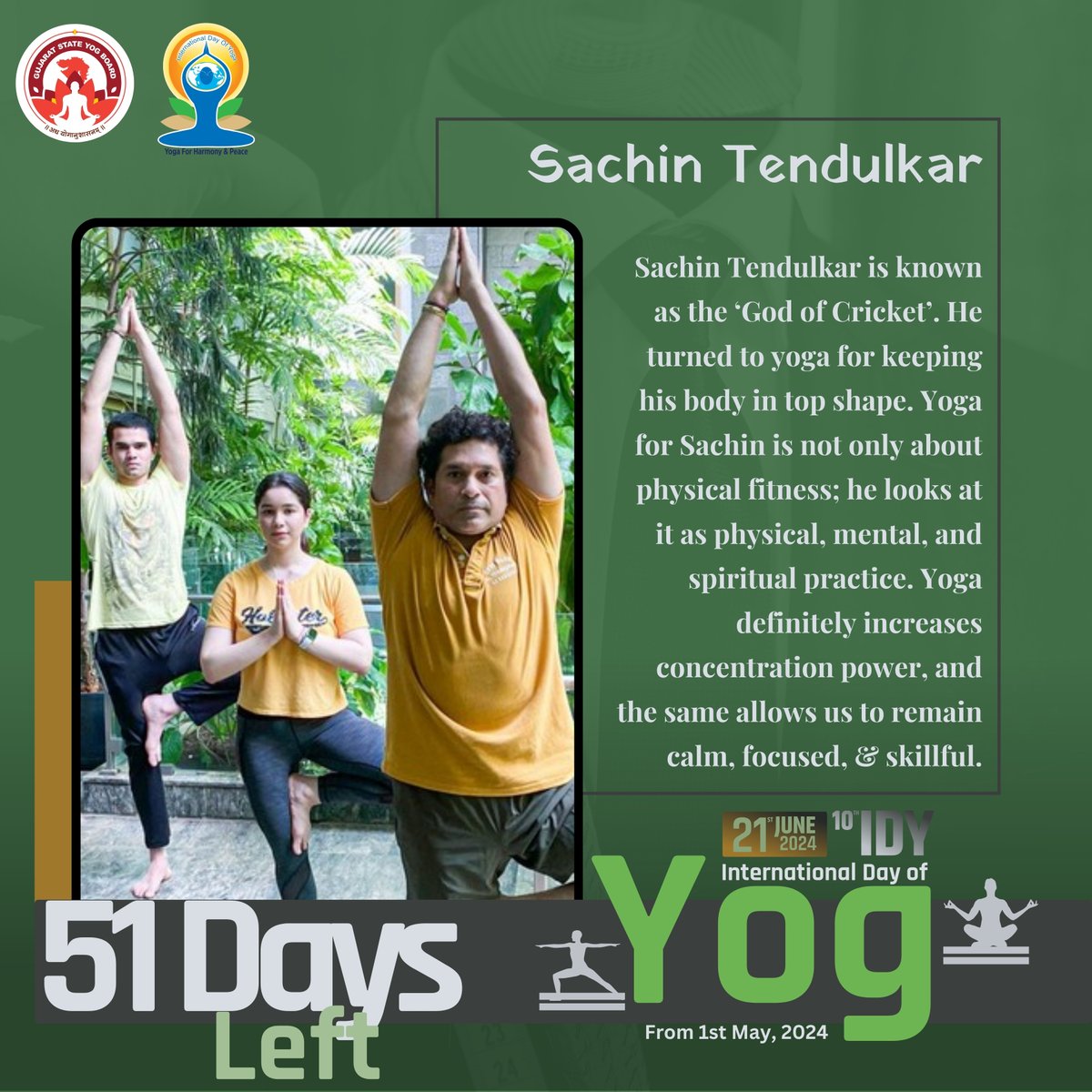 51 Days left to International Day of Yoga 2024

#GujaratStateYogBoard #YogmayGujarat #yogkaamrutkal #IDY2024