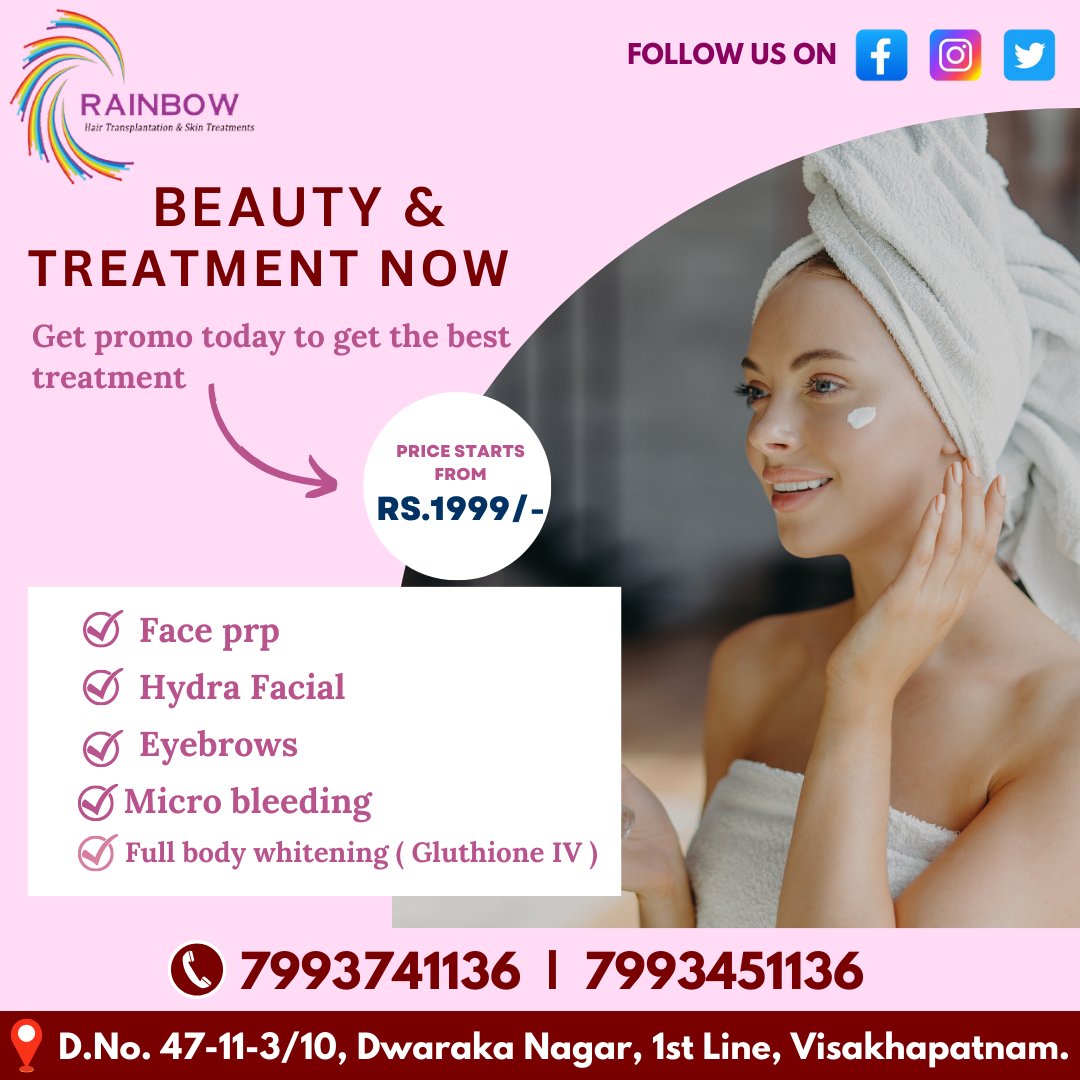 Experience flawless skin with Rainbow Hair Transplantation in Vizag! Our expert team offers cutting-edge treatments for radiant and youthful skin. 

Visit or call on 7993451136/7993741136 to know more

#hairtransplant #hair #haircare #hairtreatment #hairrestoration #hairclinic