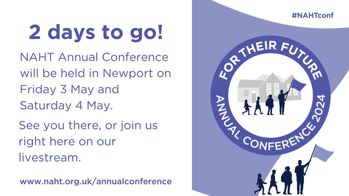 NAHT Annual Conference will kick off on Friday, bringing hundreds of school leaders together to debate the key issues affecting education and decide our policy positions for the coming year. Watch from home on our livestream: bit.ly/4diSr1i #NAHTconf