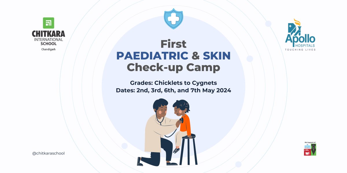 Chitkara International School is all geared up to conduct a special “Pediatric and Skin Check-up Camp” for Grades Chicklets to Cygnets

-
#CIS #ENT #healthcamp #healthcheckup #pediatric #ChitkaraInternationalSchool #healthylife #kindergarten