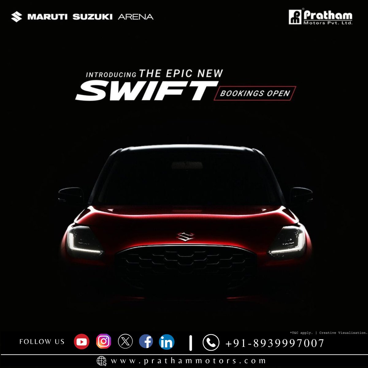 9 years ago, the SWIFT started a driving revolution. And today, it's a cultural icon. It's time to fall back in love with driving with the Epic New SWIFT.

#prathammotors #arena #EpicNewSwift #MarutiSuzukiArena #BookingsOpen