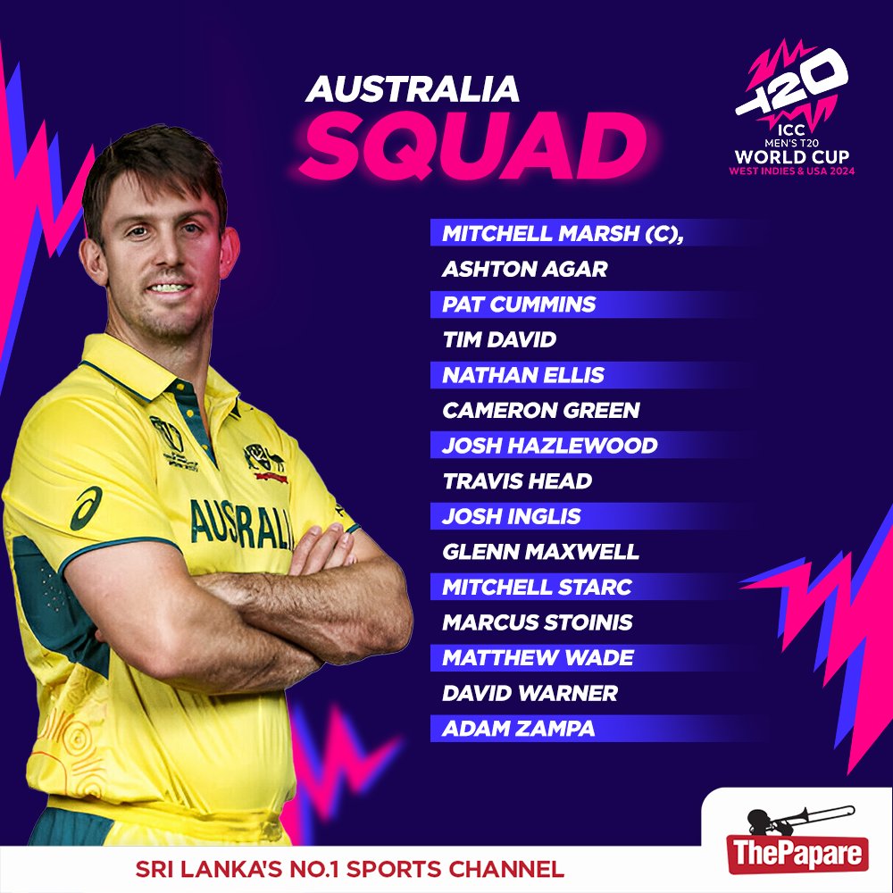 Australia unveil squad for ICC Men’s T20 World Cup 2024. #T20WorldCup Details 👉 thepapare.com/big-names-miss…