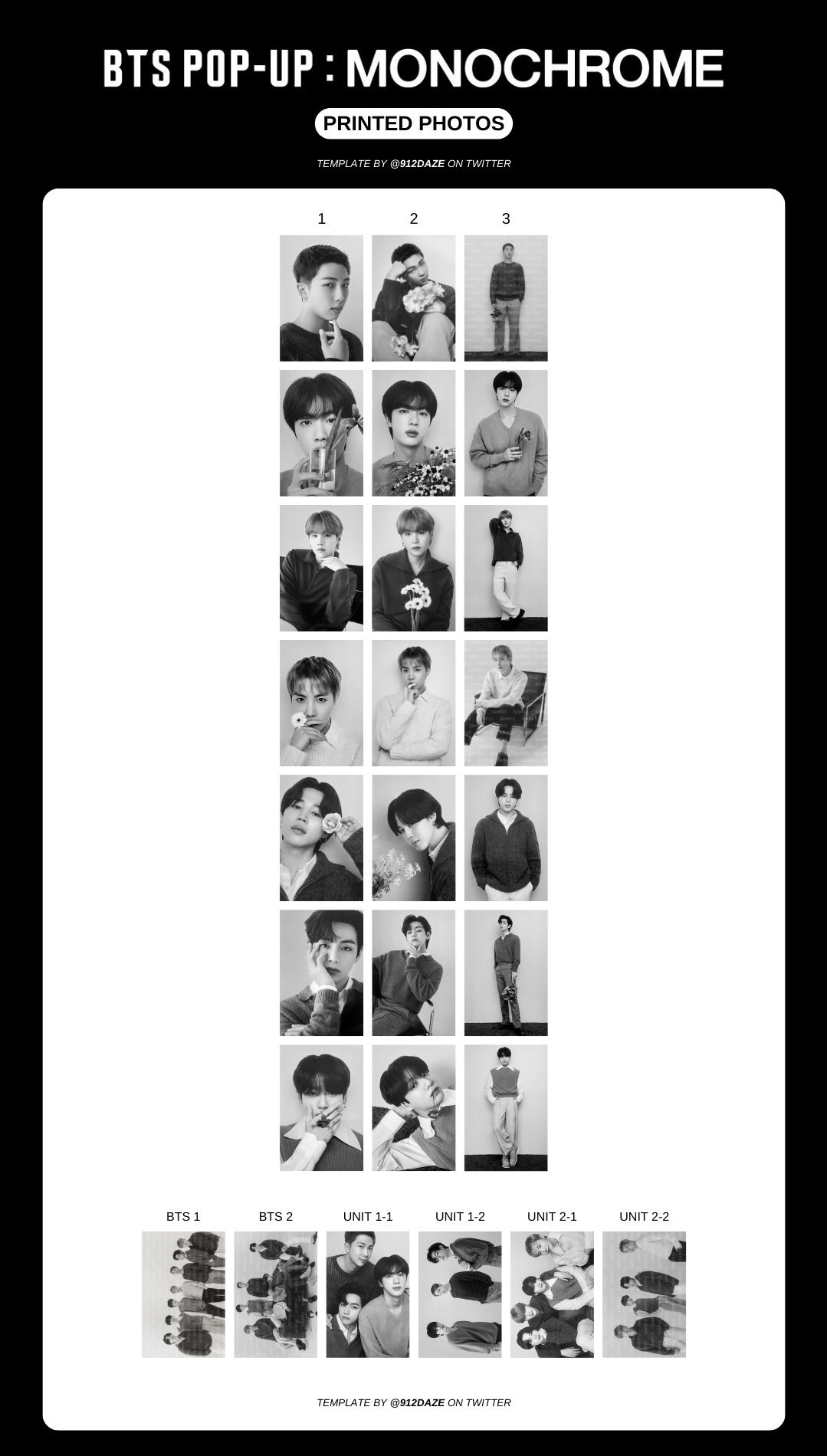 BTS POPUP MONOCHROME ジョングク ミニフォト フルコンプ6枚 グク フラッグ bts グク フラッグ BTS ジョングク グク POP-UP