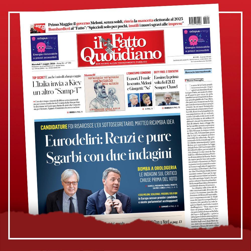 Eurodeliri: #Renzi e pure #Sgarbi con due indagini. Leggi Il Fatto Quotidiano 👉 ilfat.to/primapagina