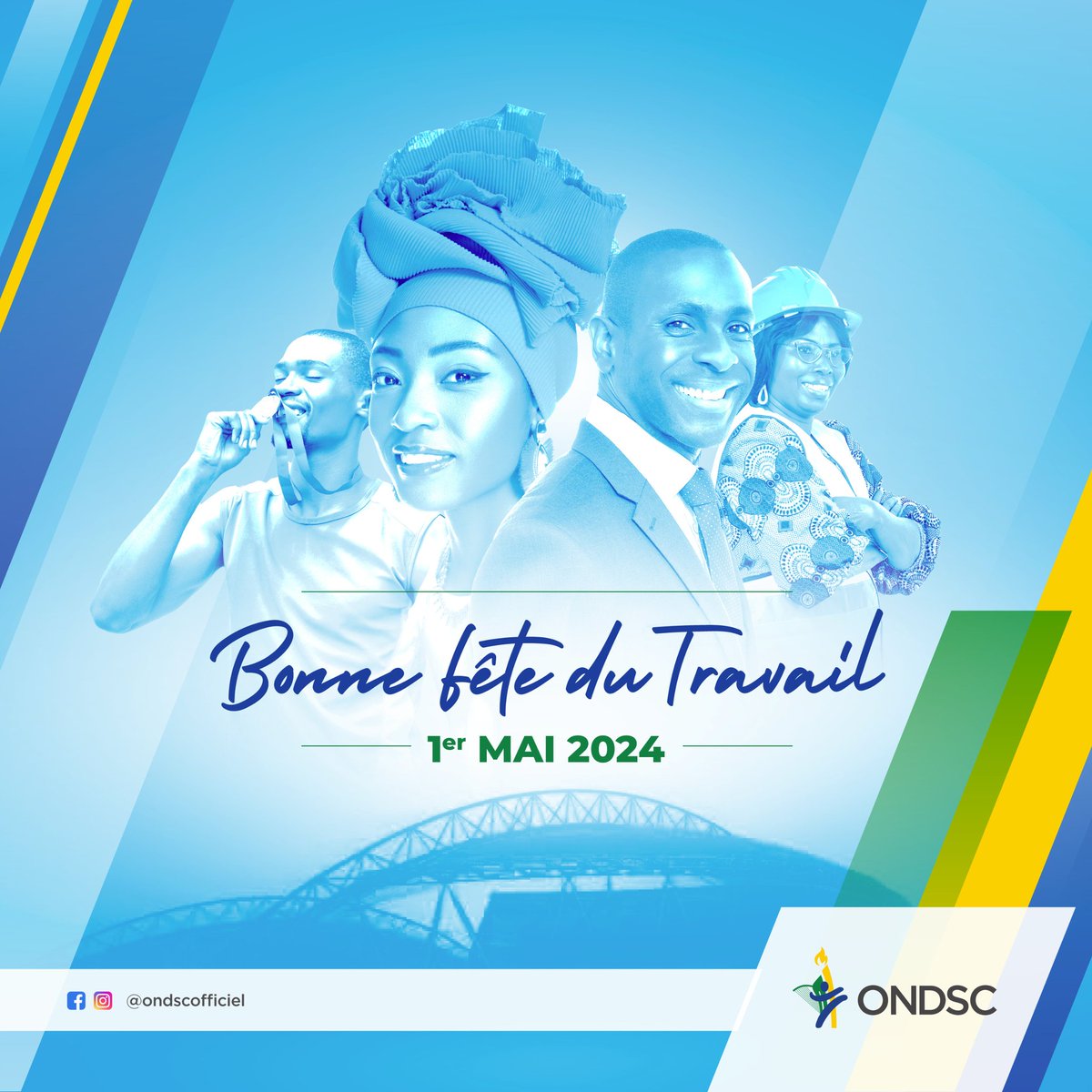En ce jour spécial du 1er mai, l'#ONDSC célèbre la Fête du Travail. Que cette journée soit l'occasion de reconnaître et d'apprécier le travail de chacun.
Bonne Fête du Travail à tous!
#ONDSC 
#lesportcestlavie 
#laculturecestlesprit 
#1ermai2024 
#fêtedutravail 
#Gabon