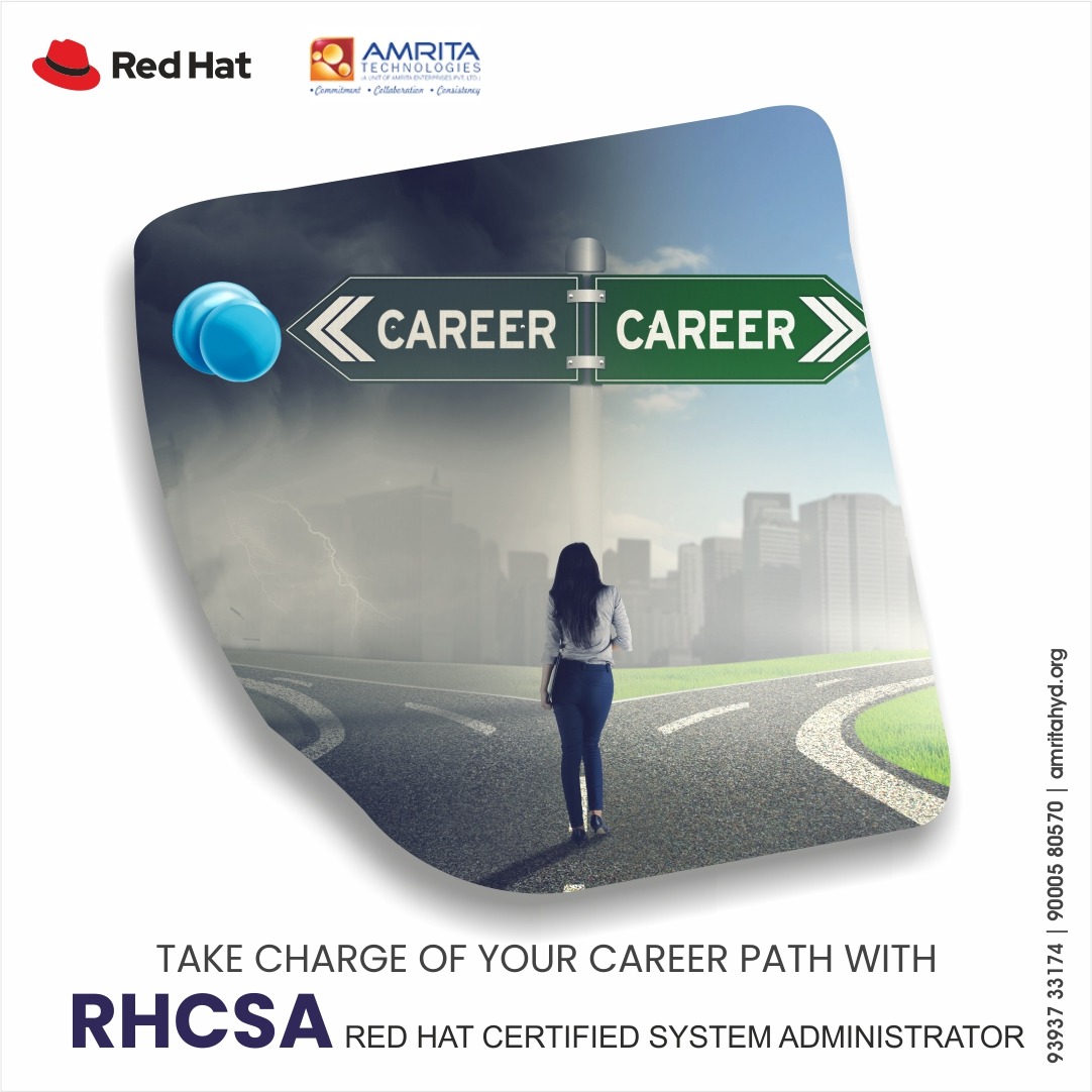 'Empower Your Career: RHCSA Certification - Your Path to Success.'
Visit: amritahyd.org
Enroll Now- 90005 80570

#AmritaTechnologies #amrita #RHCSA #LinuxMaestro #TechTransformation #LinuxMastery #RH294 #do374course #OpenSourceJourney #DO374Empowers #MasterTheFuture