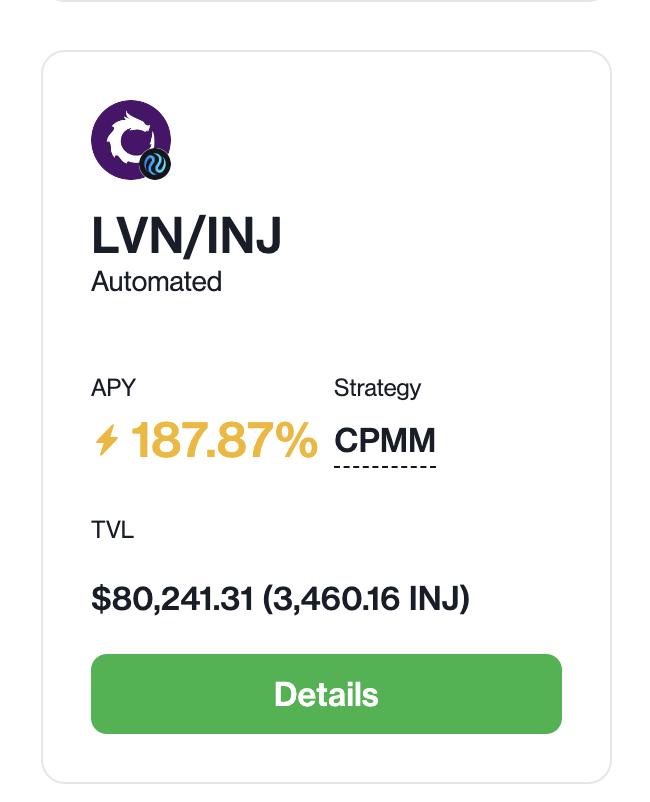 Mito on Injective is paying out 187% on the $LVN pool!