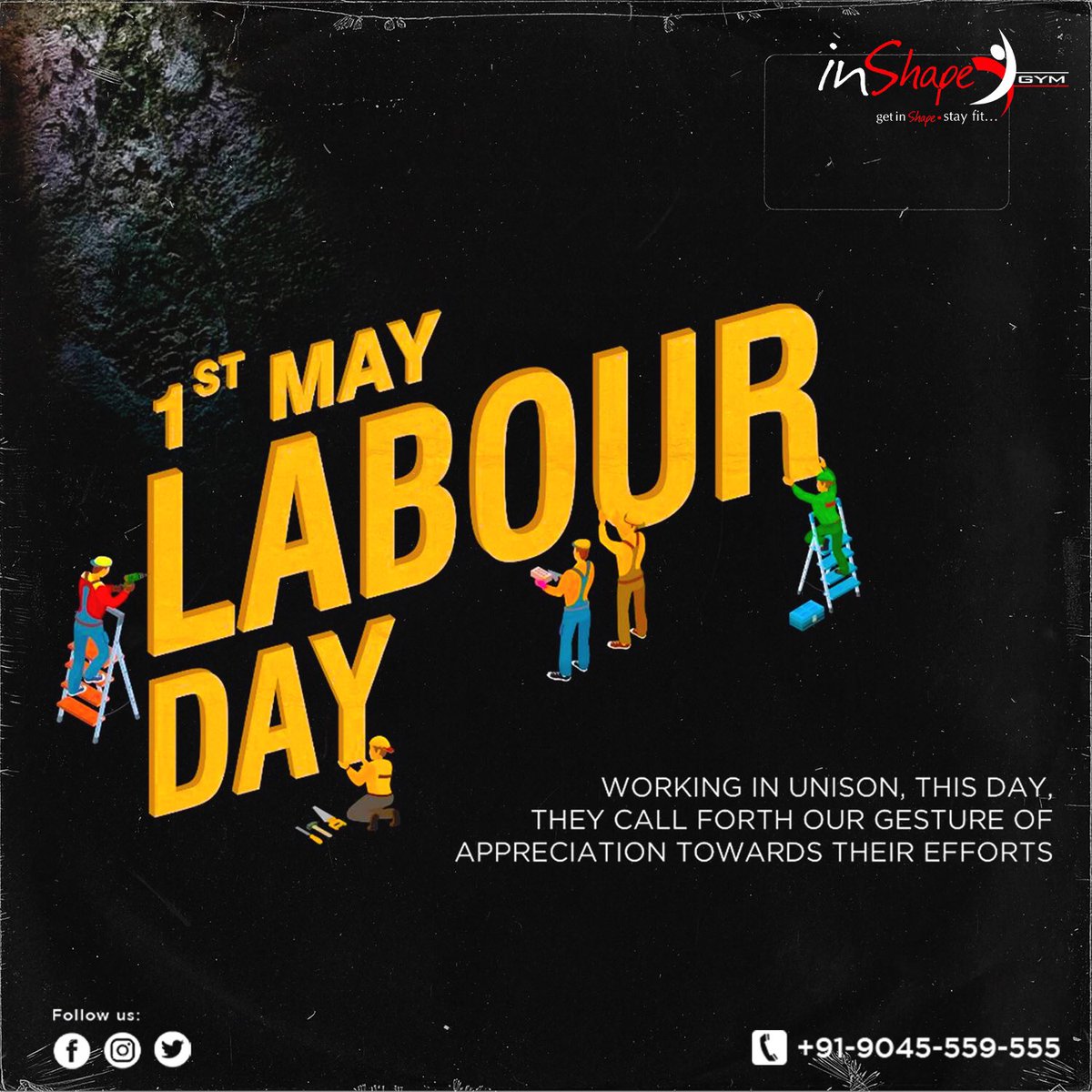 Uniting in celebration of International Labour Day, recognizing the global workforce's invaluable contributions to society.
.
.
#InshapeGym #LabourDay #WorkersDay #MayDay
#InternationalWorkersDay
#LabourRights
#FairWages
#Solidarity
#UnionStrong
#WorkersRights
#LabourMovement