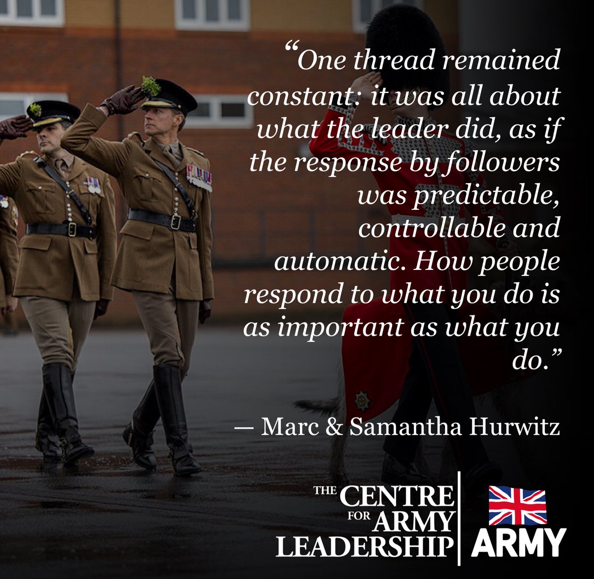 'One thread remained constant: it was all about what the leader did, as if the response by followers was predictable, controllable and automatic. How people respond to what you do is as important as what you do.' - Marc & Samantha Hurwitz #leader #follower #followership…