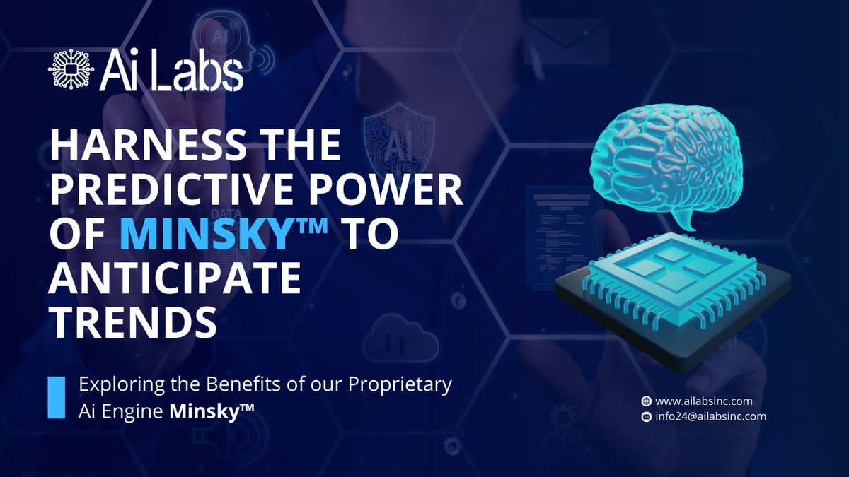 Harness the predictive power of #Minsky™ to anticipate trends, forecast outcomes, and optimize your business strategies. Contact us at info24@ailabsinc.com now!
#predictiveanalytics #ai #analytics #datascience #dataanalytics #AiLabsInc #Ailabs #AiEngine