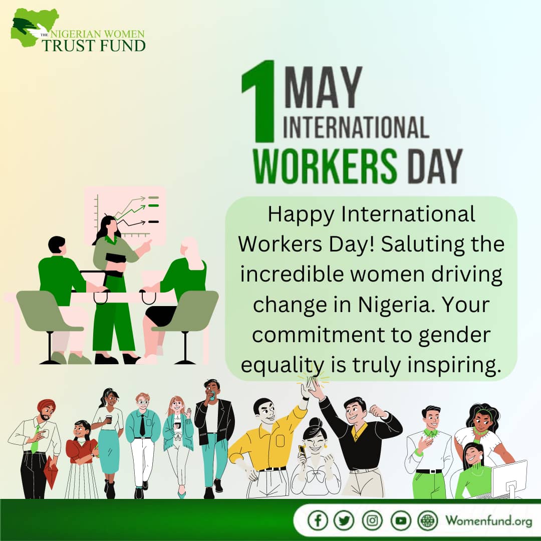 Happy International Workers' Day 2024 to all Nigerian women, friends, and partners🎉 Let's celebrate the contributions of workers everywhere, especially the remarkable women driving progress in our society. #InternationalWorkersDay @BeebbeeA