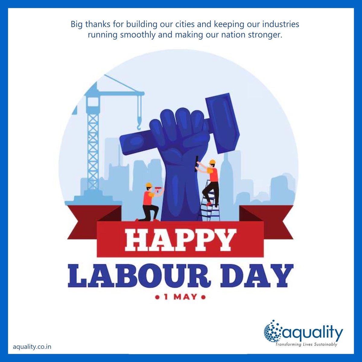 Happy Labour Day! AQUALITY Intelligent Solutions Private Limited sending its appreciation and respect to the workers of every field.
#labourday #labourday2024 #water #cleanwater #waterforlife