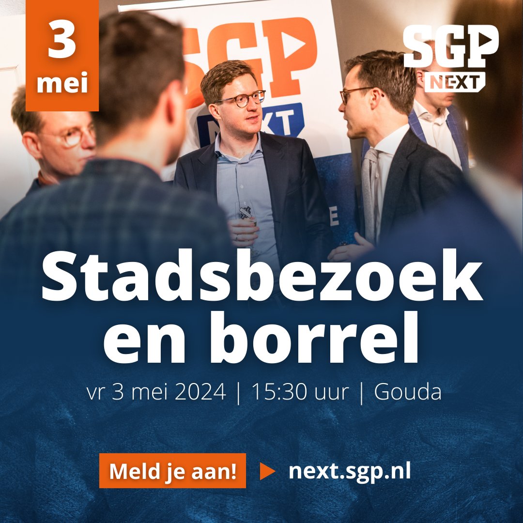 SGP_Next's tweet image. Laatste kans om je aan te melden voor het stadsbezoek + borrel van @SGP_Next in Gouda, aanstaande vrijdagmiddag. Er zijn nog een paar plekken beschikbaar, wees erbij! next.sgp.nl/actueel/agenda…