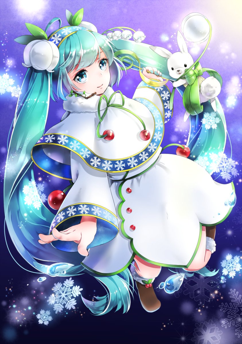 初音ミク ,ラビット・ユキネ ,雪ミク 「ピアプクロウですホー!今日もピアプロに投稿された作品を紹介していくホー☆羽雪さん」|piapro(ピアプロ)のイラスト