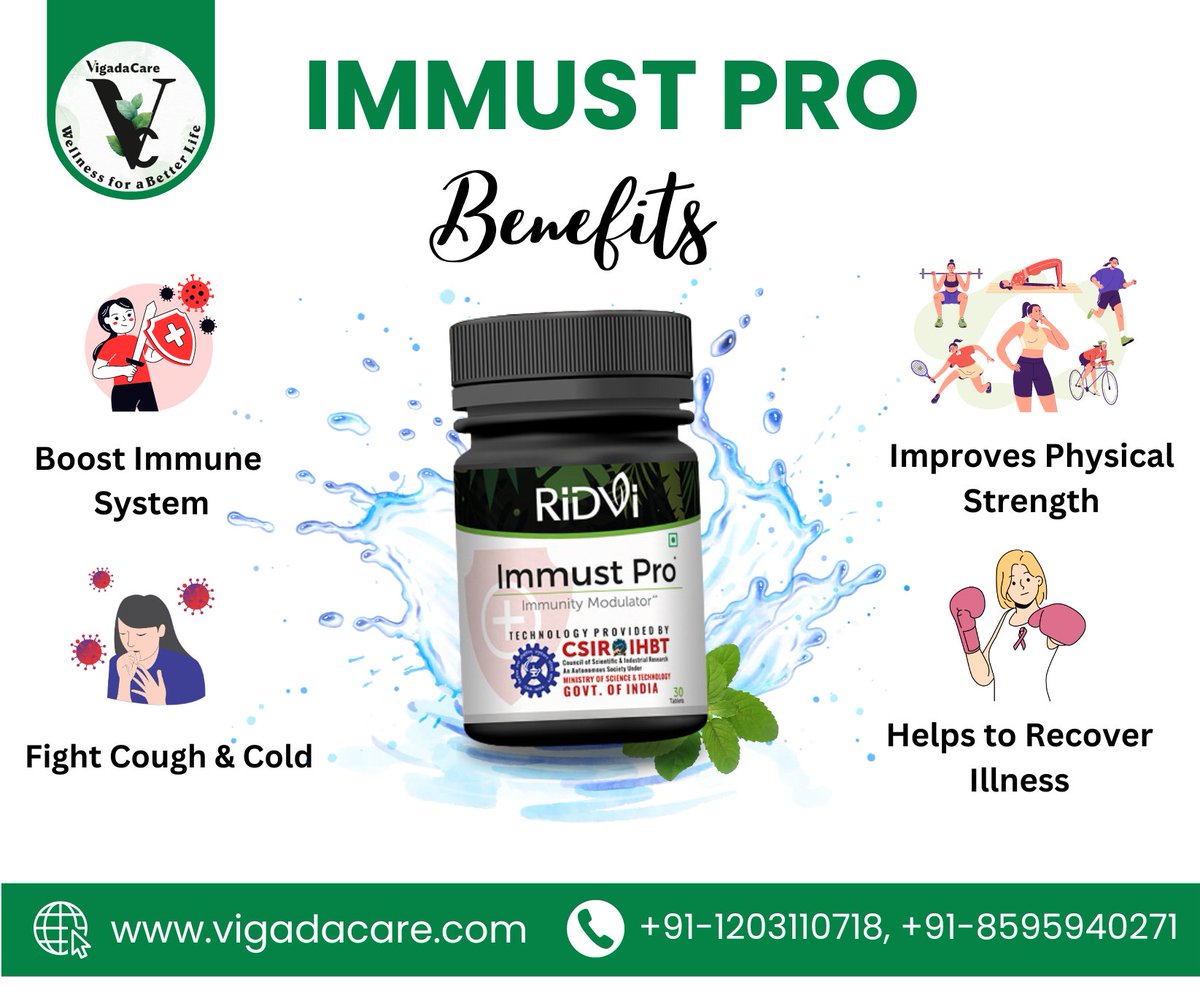 Immust Pro ayurvedic medicine can help you strengthen your immune system and empower your body's defenses.
Order Now:
vigadacare.com/immust-pro
Contact Us:
+91-1203110718, +91-8595940271
WhatsApp: wa.me/+919873789873

#ImmuneSystem #immunehealth #immunity #ayurveda #herbs