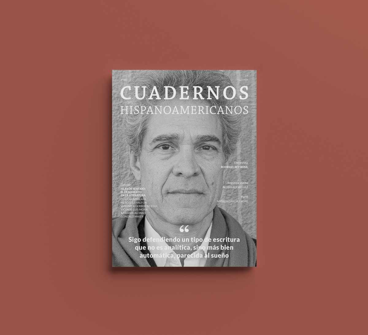 📢¡Ya disponible la edición de mayo de 🗞️Cuadernos Hispanoamericanos! En portada, el escritor guatemalteco #RodrigoReyRosa, Premio Nacional de Literatura 🇬🇹, autor, entre otros, de Metempsicosis, su última novela. 🌟Una entrevista de #ArnoldoGálvez 🎙️cuadernoshispanoamericanos.com/rodrigo-rey-ro…