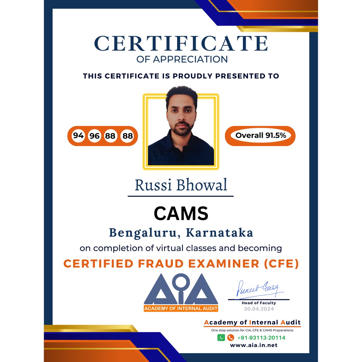 🎉Congratulations to Russi Bhowal, CFE, on achieving the prestigious Certified Fraud Examiner credential!

🌟May your journey ahead be filled with ongoing success and prosperity!🚀

#Congratulations #success #Congrats #certifiedfraudexaminer #AIA #CAMS #CFE #CIA #CIAChallenge