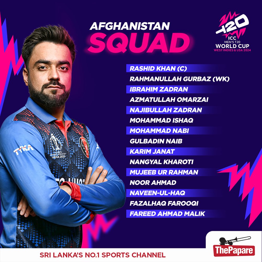 Afghanistan confirm 15-player squad for ICC Men’s T20 World Cup 2024. #T20WorldCup Details 👉 thepapare.com/afghanistan-sq…