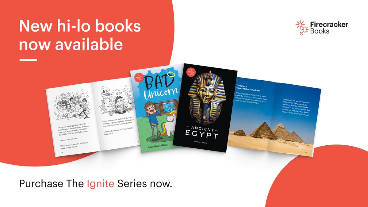 Out now – The Ignite Series of Firecracker Books, a collection of 25 titles designed to engage and support low-progress readers in Years 4–6. This new series of hi-lo books features 15 fiction and 10 non-fiction high-interest and accessible chapter books. Order today! #hilobooks
