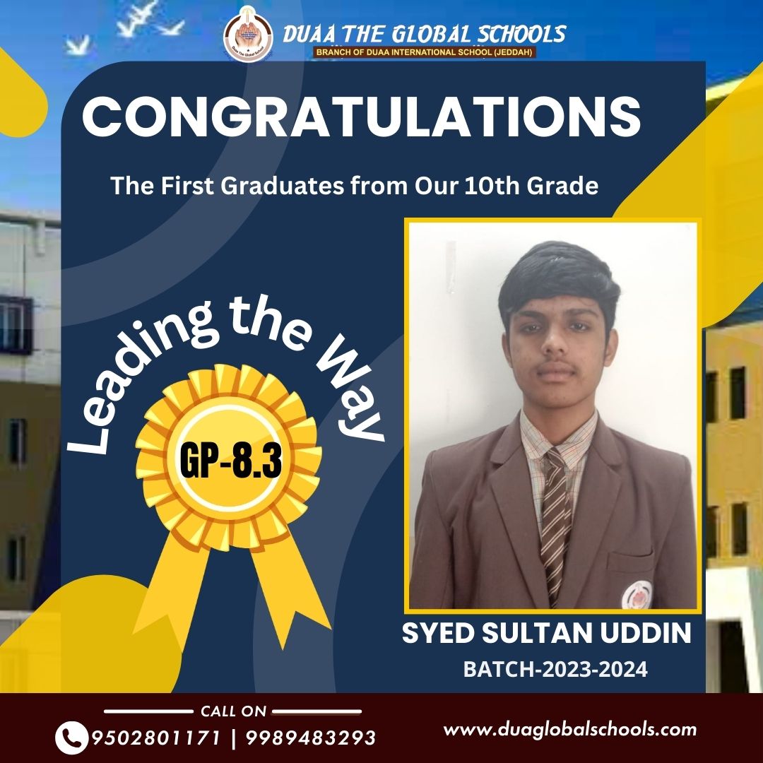 Celebrating Excellence: Our First 10th Grade Batch Achieves Exceptional Results. Meet Our Toppers !
#duaatheglobalschools #AdmissionsOpen #Admissions2024 #bestinternationalschool #Bestschoolinhyderabad #QualityEducation