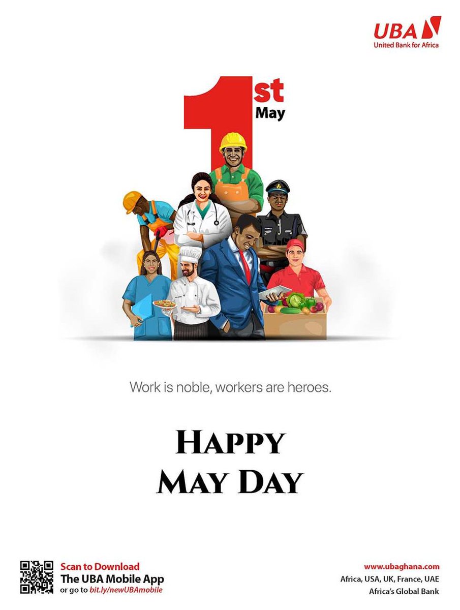 We salute all workers today for their hard work and drive to secure the future of their loved ones. Happy May Day 🎉

#AfricasGlobalBank