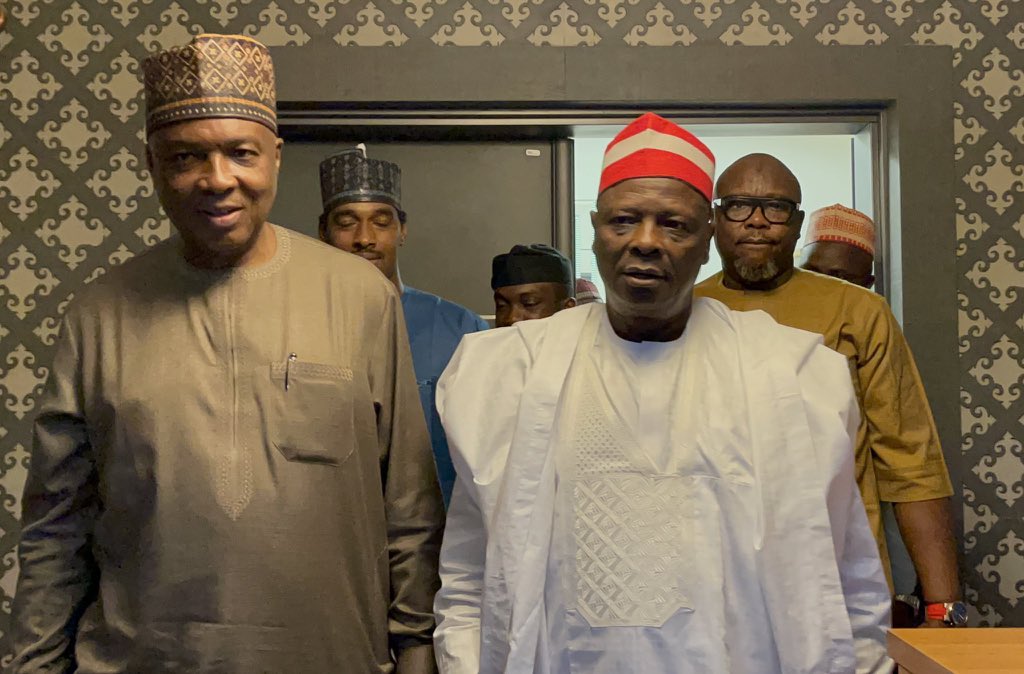 Sen. Rabiu Kwankwaso received Former Senate President of 8th Senate, Senator @bukolasaraki, at his Maitama residence, Abuja.