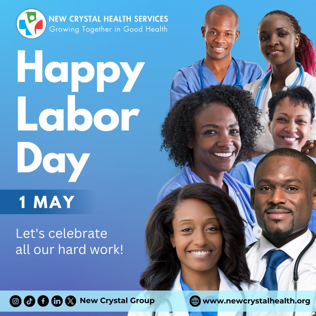 Happy Labor Day! 🎉 
Today, we celebrate the dedication of workers worldwide. Remember, while hard work is essential, prioritizing your health is equally important. Take time to rest and recharge for optimal well-being. 

#MayDay #WorkersDay #newcrystalhospital #LaborDay2024