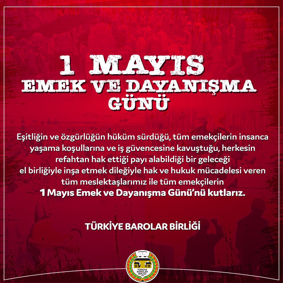 1 Mayıs Emek ve Dayanışma Günü kutlu olsun.