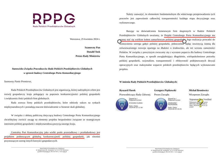 MacVVilk's tweet photo. BIZNESMENI LISTY PISZĄ

Swoje zdecydowane poparcie dla CPK wyraziła Rada Polskich Przedsiębiorców Globalnych

Niedługo w gronie przeciwników projektu pozostanie już chyba tylko @LasekMaciej @lis_tomasz oraz landlordzi z Baranowa🤷‍♂️