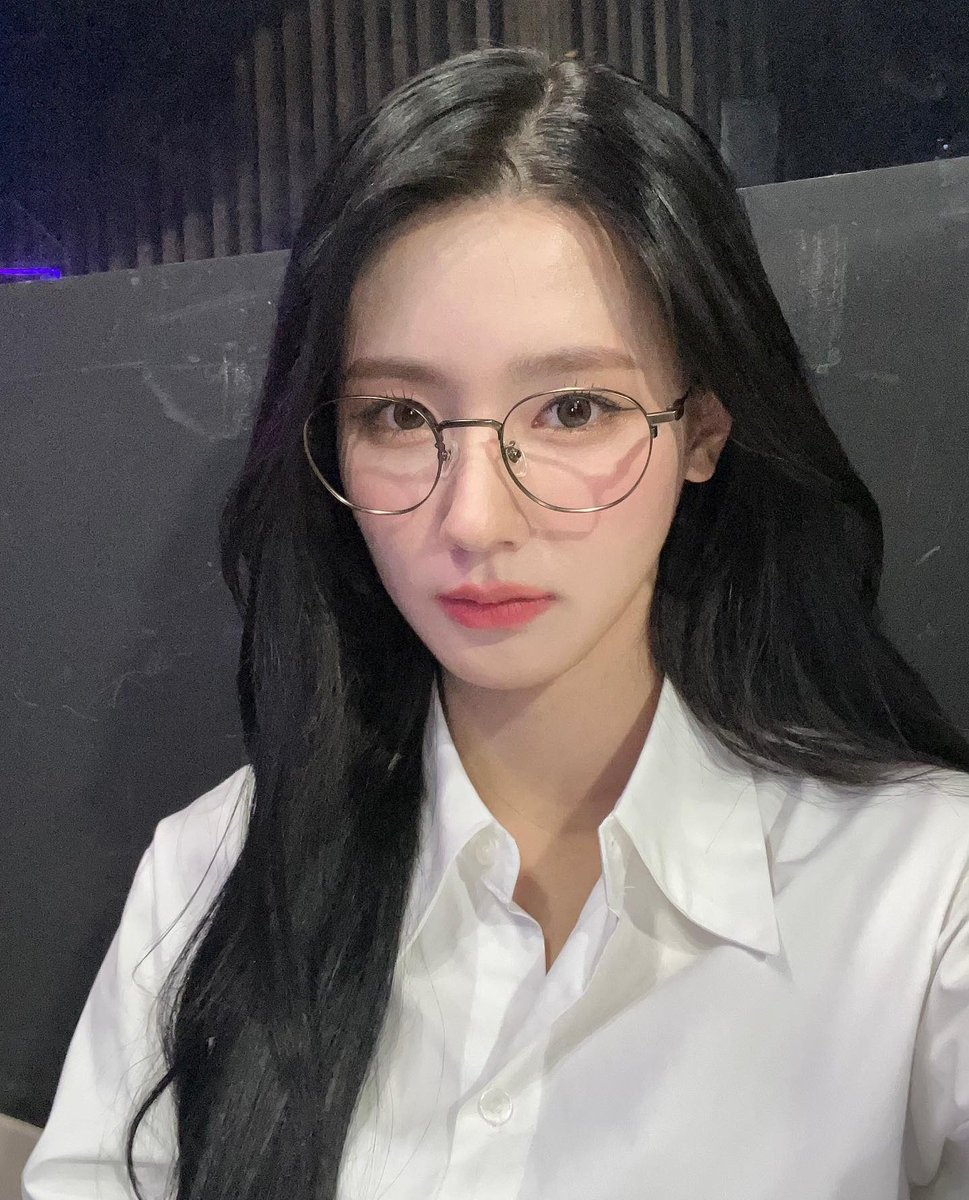 miyeon in glasses and a white blouse is something else