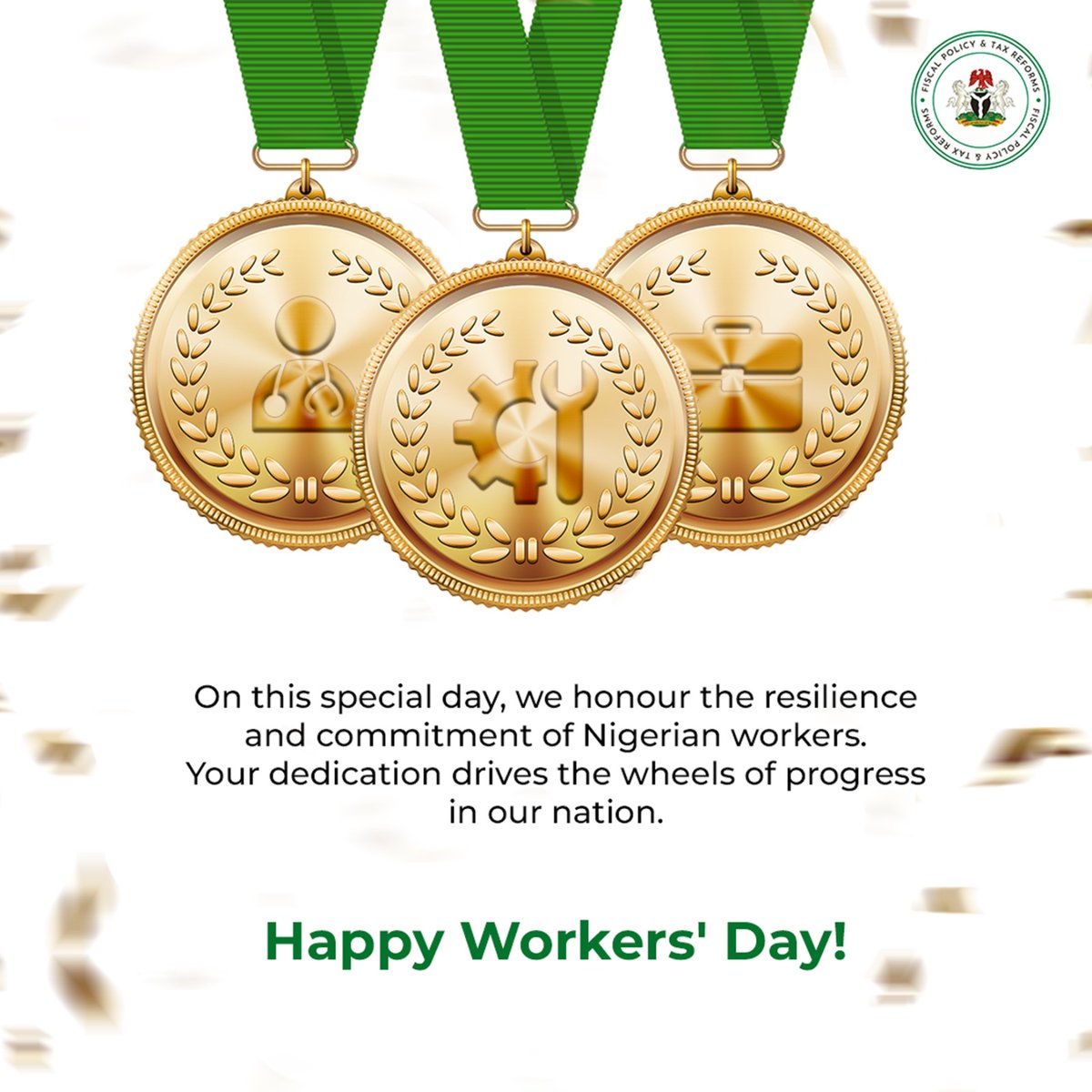 On this special day, we honour the resilience and commitment of Nigerian workers. Your dedication drives the wheels of progress in our nation. Together, we can create an inclusive and sustainable economy that works for all of us. #HappyWorkersDay #Nigeria #FiscalReform