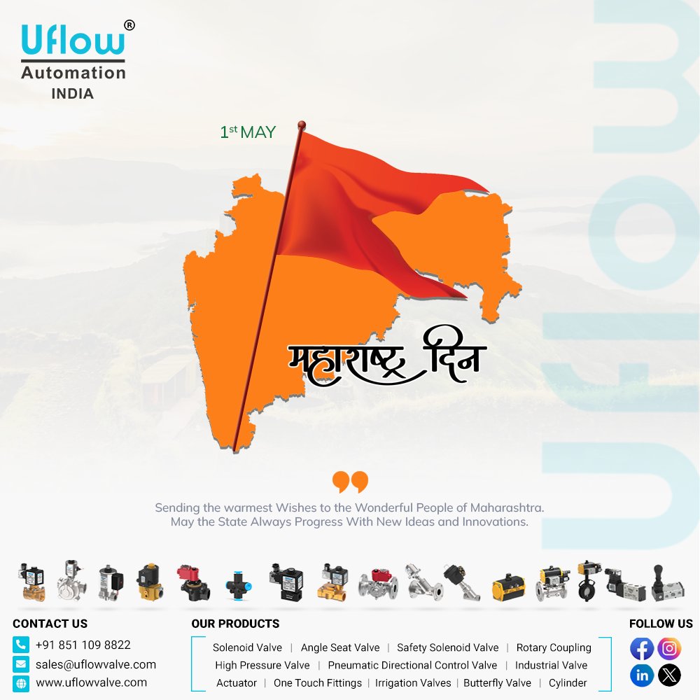 'Wishing you a Maharashtra Day filled with love, laughter, and the joy of being part of our incredible state.' uflowvalve.com/products #COVID19 #LabourDay #MayDay #InternationalWorkersDay #MaharashtraDay