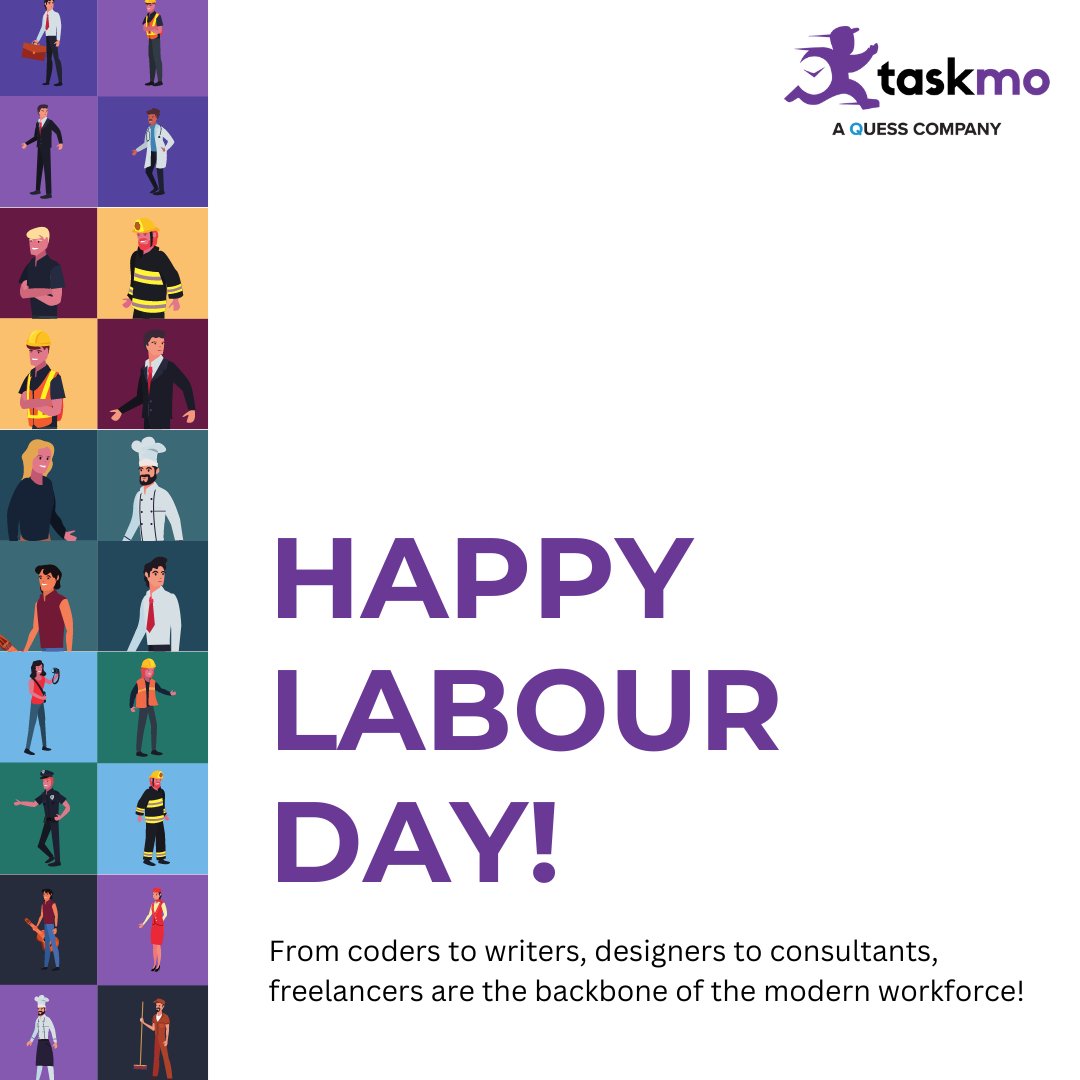 Taskmo_official's tweet photo. Gig workers are the backbone of innovation, weaving creativity into every project they become a part of. 

Happy Labor Day to all freelance warriors out there. 

Cheers to you!

#QuessCorp #WinningTogether #HappyLabourDay #Gigworkforce https://t.co/goFwEmnSY6