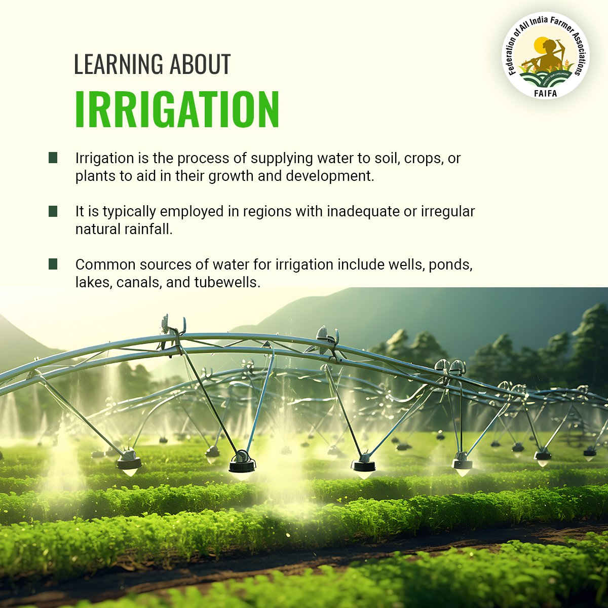 Nurturing Growth: How irrigation transforms arid landscapes into flourishing fields.
.
 #SustainableIrrigation #agriculture 
#WaterConservation #irrigation #soil