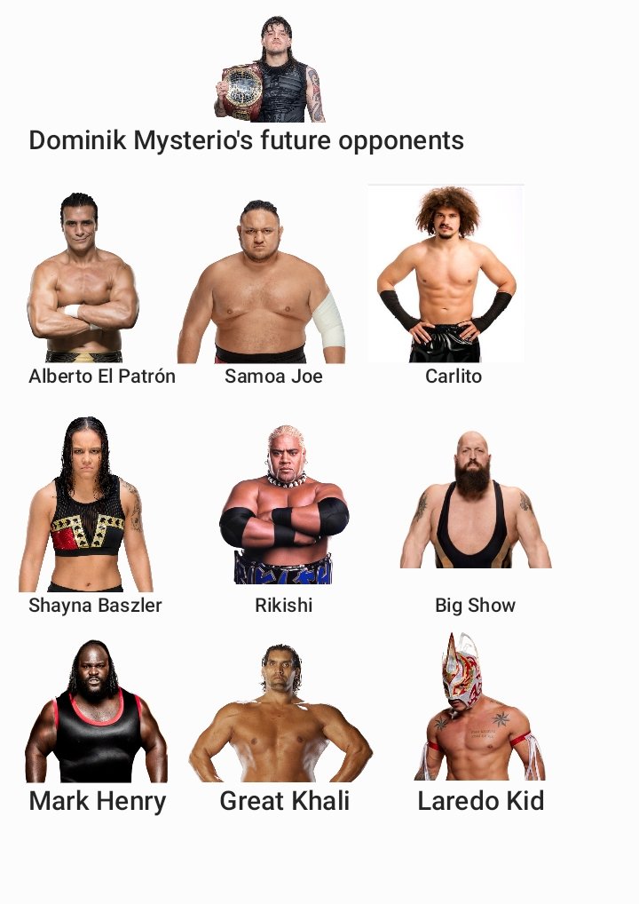 This is what I want for Dominik Mysterio's future opponents for matches: @Laredokidpro1 @PrideOfMexico @PaulWight @SamoaJoe @Litocolon279 @TheREALRIKISHI @QoSBaszler Mark Henry and Khali, I want my dreams to come true