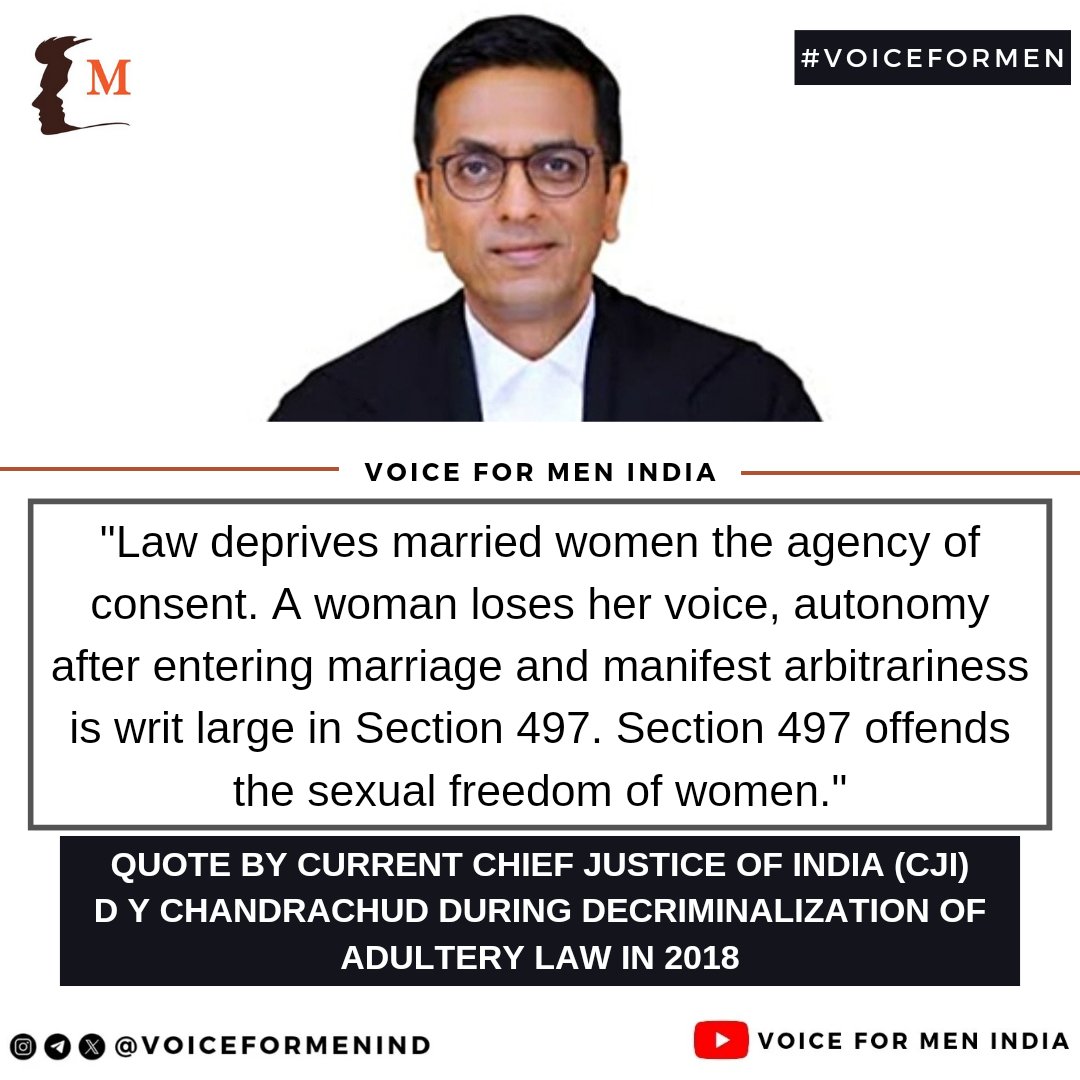 SUPREME COURT 

▪️During Divorce | Hindu Marriage Is samskara & a sacrament 

▪️During Adultery | 👇

#VoiceForMen 
@voiceformenind