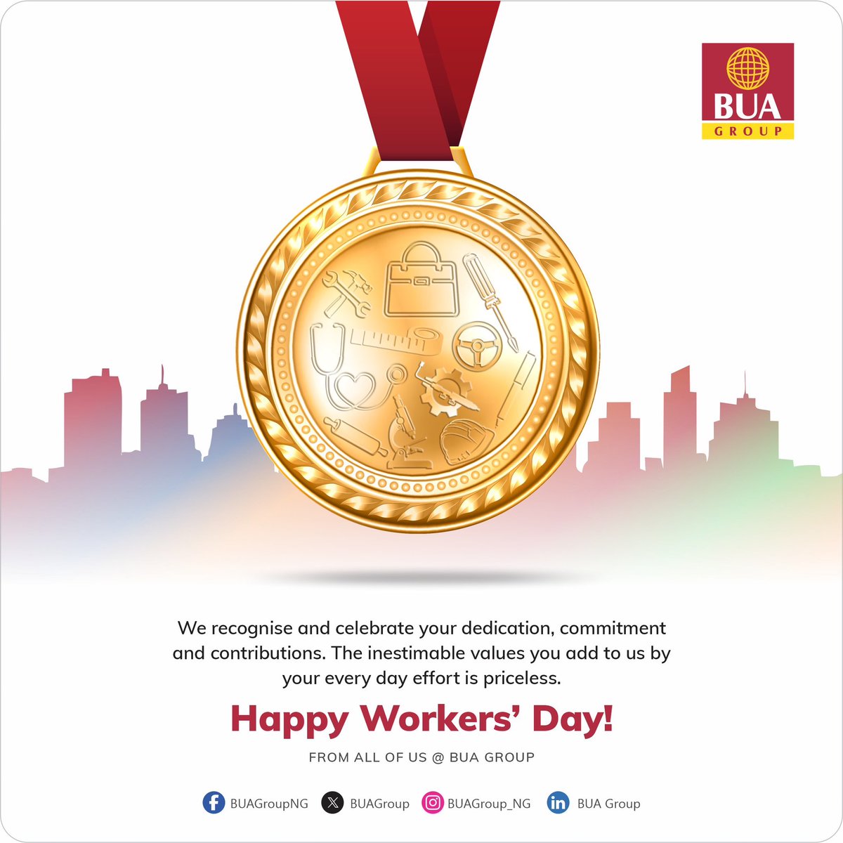 We recognise and celebrate your dedication, commitment, and contributions. The inestimable values you add to us by your everyday effort is priceless.   Happy Workers’ Day! #BUAGroup #UnlockingOpportunities #WorkersDay